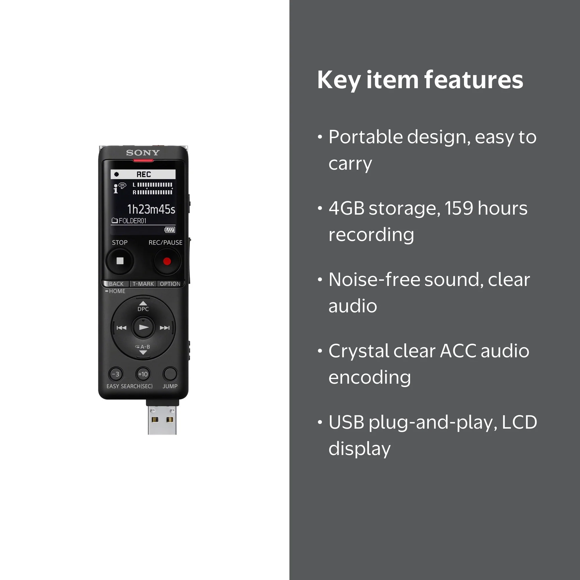 Sony ICD-UX570 Handheld Digital Voice Recorder with Microphone