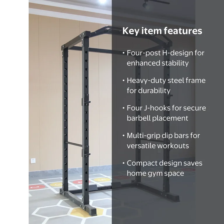 FlexWave PC Series Power Rack, All-Black, 2.5x2.5 Steel, Four-Post