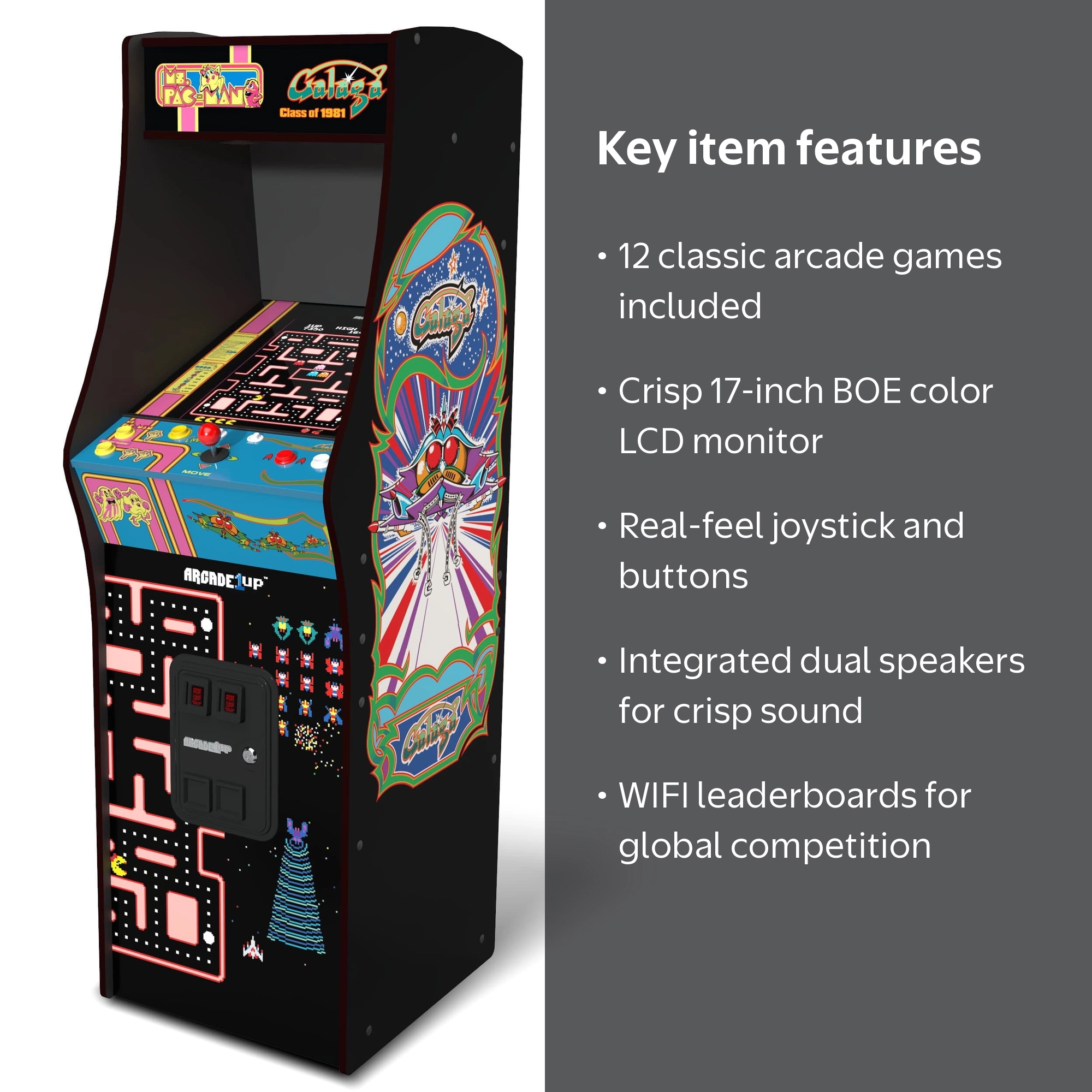Arcade1Up, Ms. PAC-MAN and GALAGA Class of '81 Deluxe Arcade Game