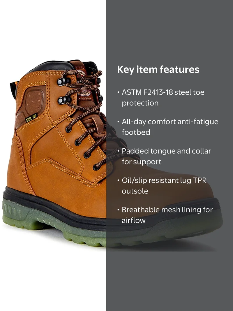 Brahma Men's Combustion 6 in Steel Toe Work Boots - Walmart.com