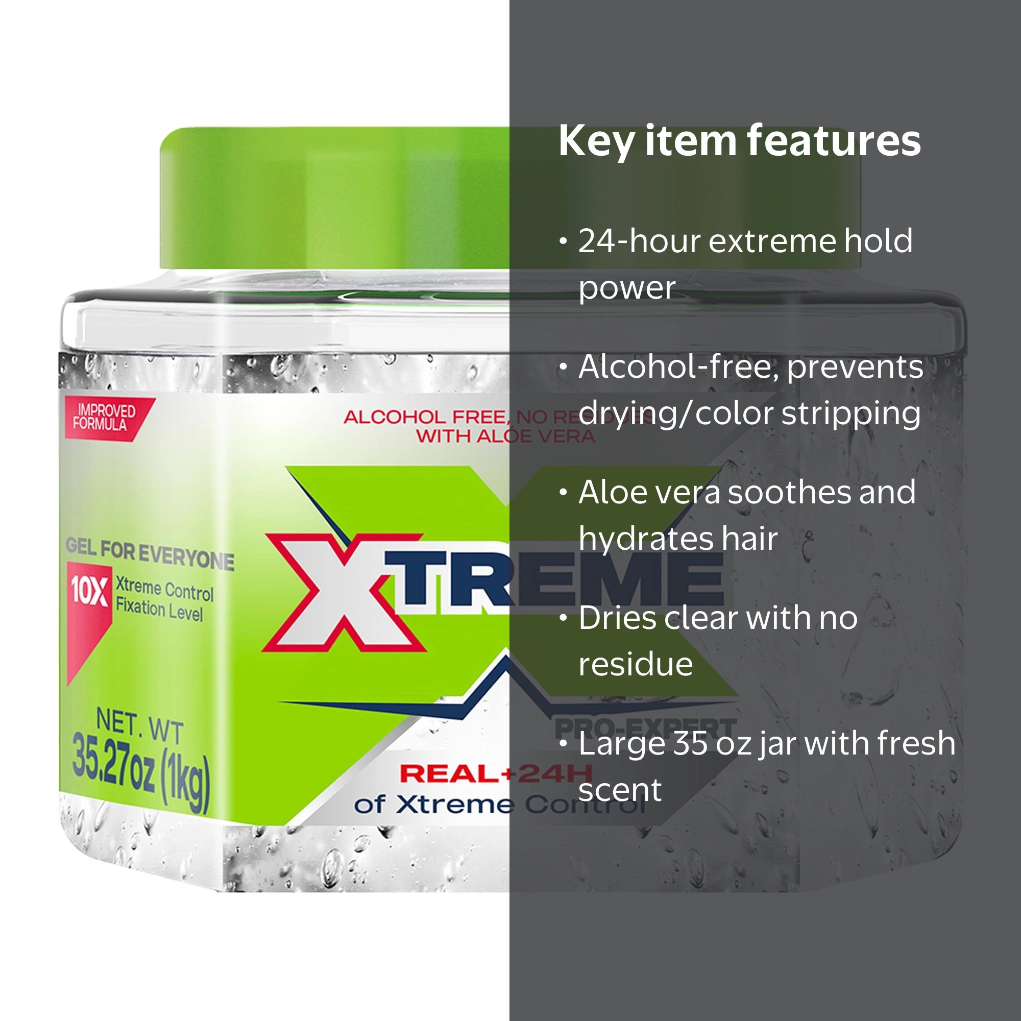 Xtreme, Professional Hair Gel, 35oz, Extreme Hold Clear Jar
