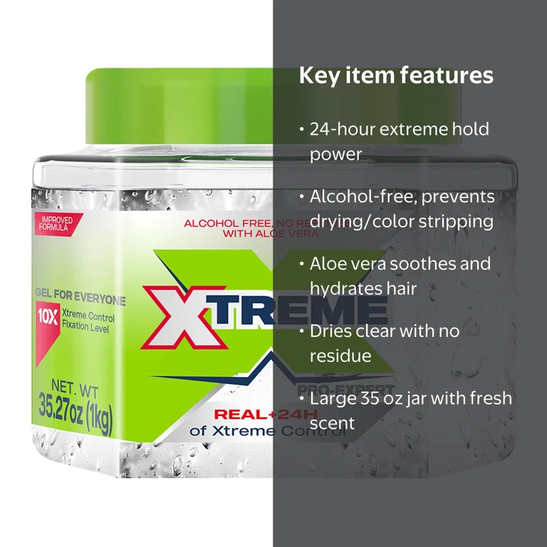 フェイスジェル・ゲル staygreen Xtreme, Professional Hair Gel, 35oz, Extreme Hold Clear Jar