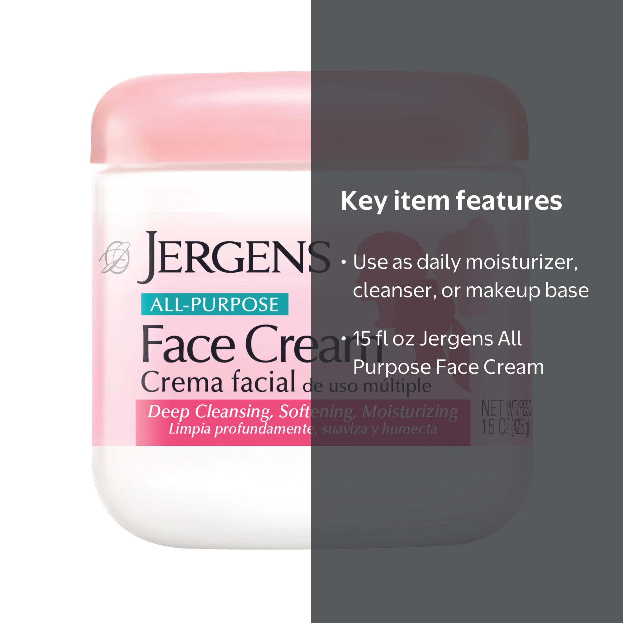 Jergens All Purpose Face Cream, Deep Cleansing Moisturizer, 15 fl