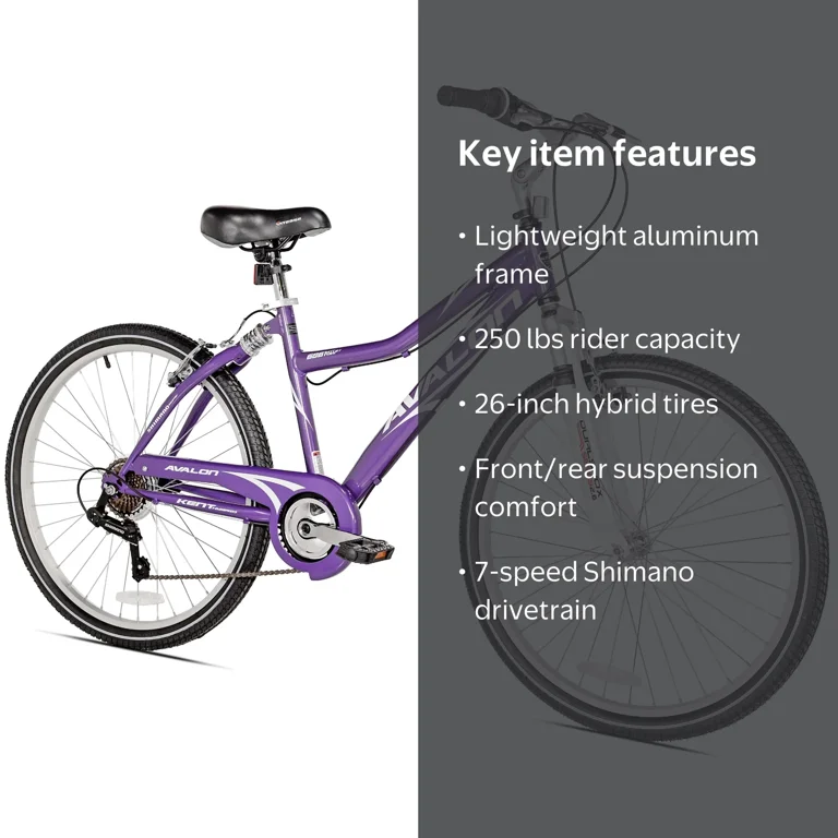 Kent 26'' Avalon Women's Full Suspension Hybrid Bike, Purple