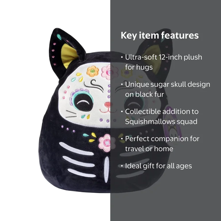 Squishmallows 12-Inch Zelina Day of The Dead Cat Plush Toy