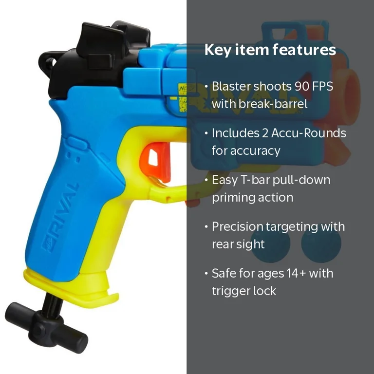 Nerf Rival Pilot XXIII-100 Blaster, 2 Rounds, Break-Barrel Load, T