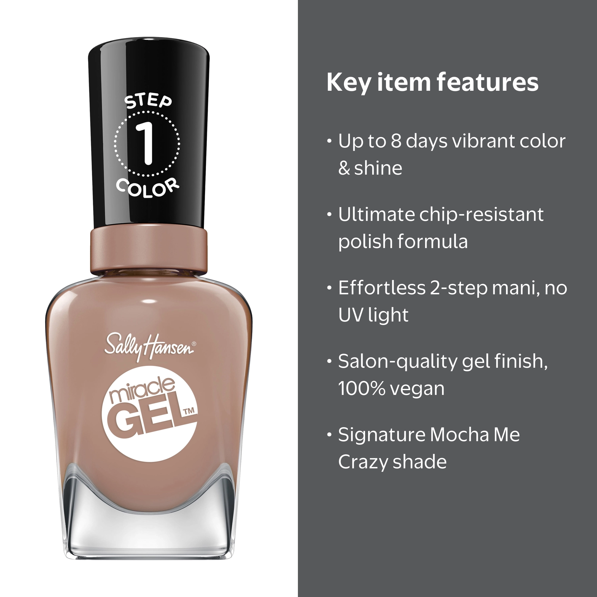 Sally Hansen Miracle Gel Nail Color Polish Mocha Me Crazy Vegan