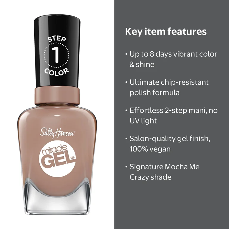 Sally Hansen Miracle Gel Nail Color Polish Mocha Me Crazy Vegan