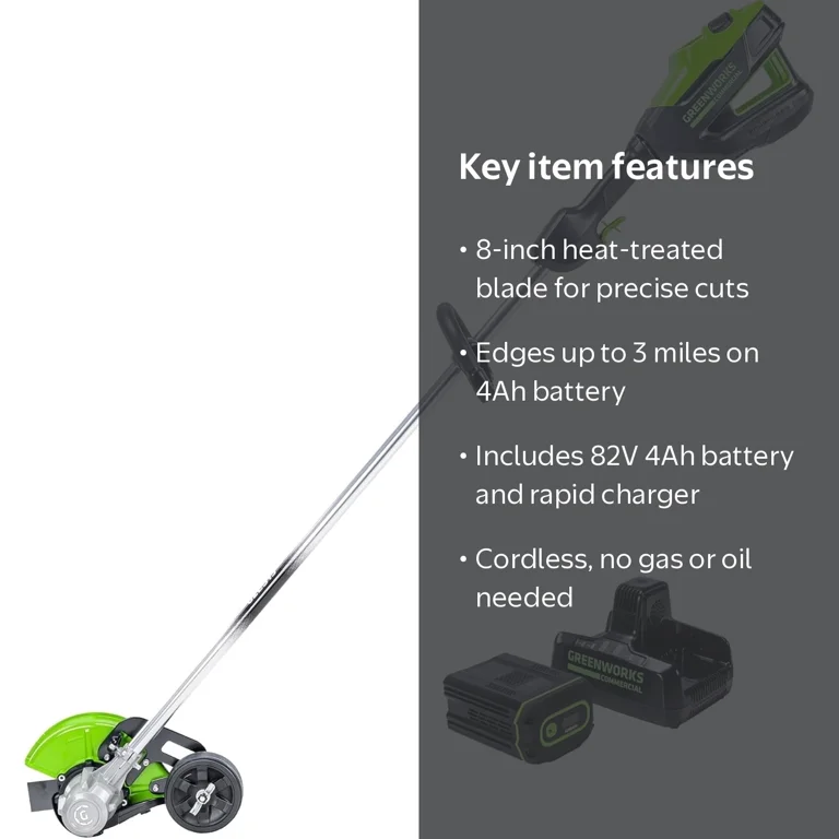 Greenworks, Edger, 82V, 8-inch Brushless, Cordless with 4.0Ah