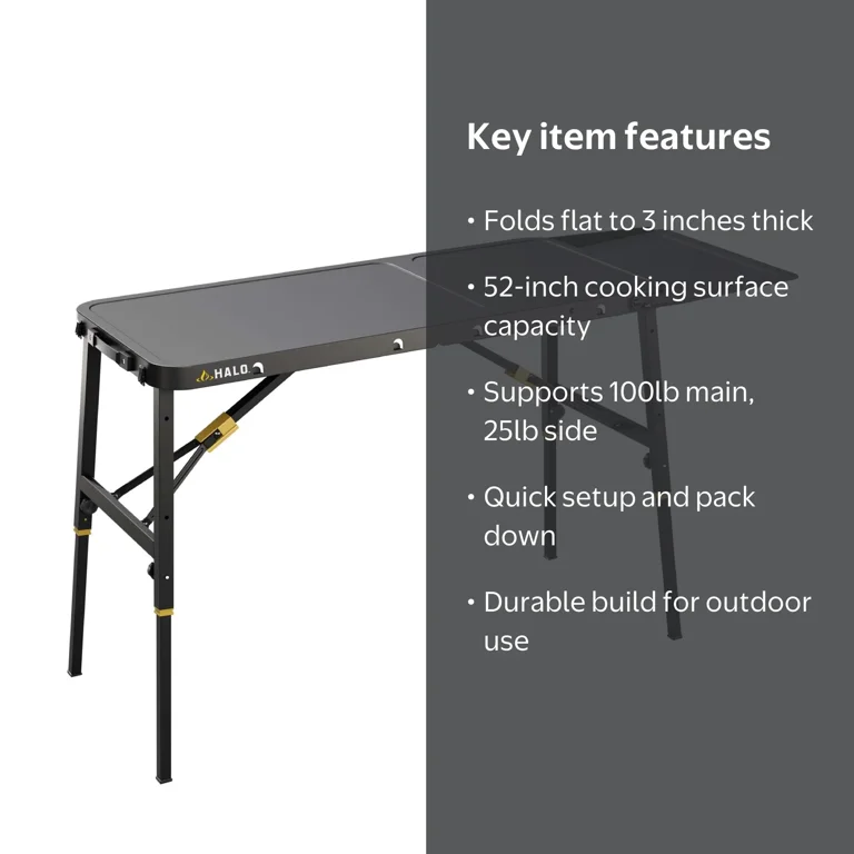 HALO Getaway Portable Folding Table with 52 in. Surface and 100 lb