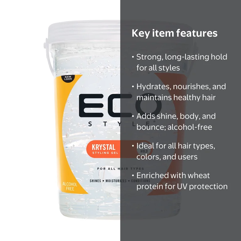 ECO STYLE, Styling Gel, 80 oz, Moisturizing Unisex Krystal Clear