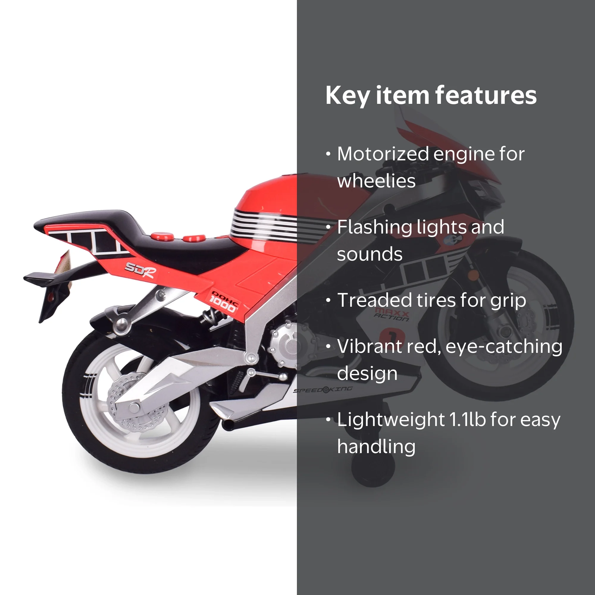 Maxx Action Red Motorized Toy Road Super Bike Motorcycle with