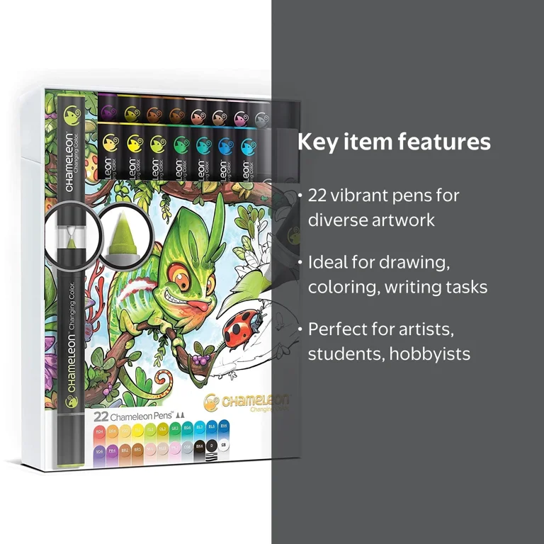 Chameleon Art Products 22-Pen Deluxe Set Markers, Assorted Colors
