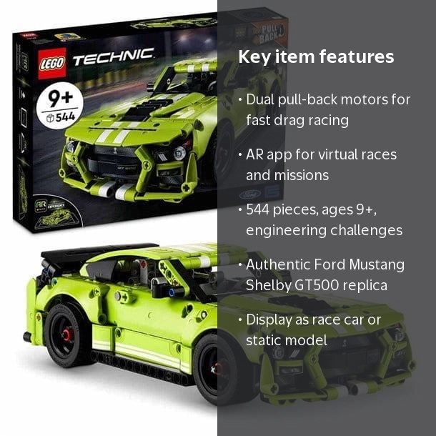 LEGO, LEGO Technic Ford Mustang Shelby GT500 42138, 544 pieces