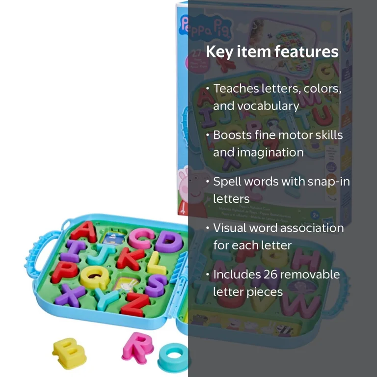 Hasbro Peppa Pig's Learning Alphabet Case, Educational Blocks Toy