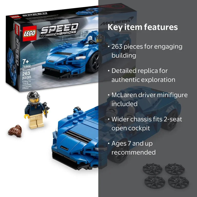 <美品> ウルト&ルエル FFR LEGO, Speed Champions McLaren Elva Buildable Toy Car 76902
