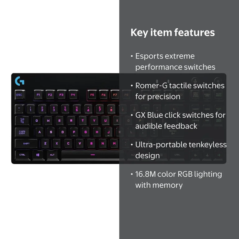Logitech, Usb Gaming Keyboard, Black, Lightsync RGB Backlit Keys