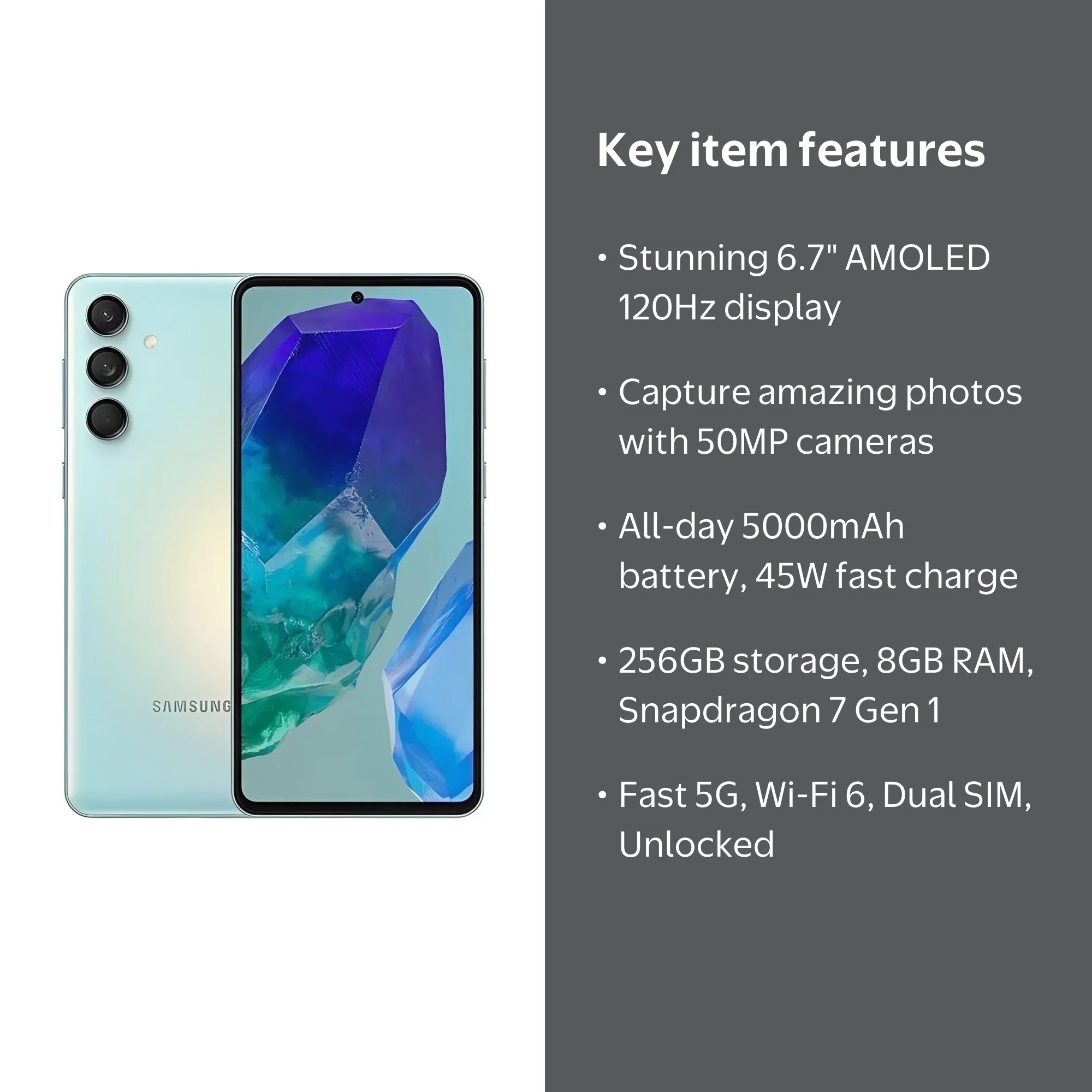 Samsung Galaxy, Smartphone, M55 5G 256GB 8GB, 6.7