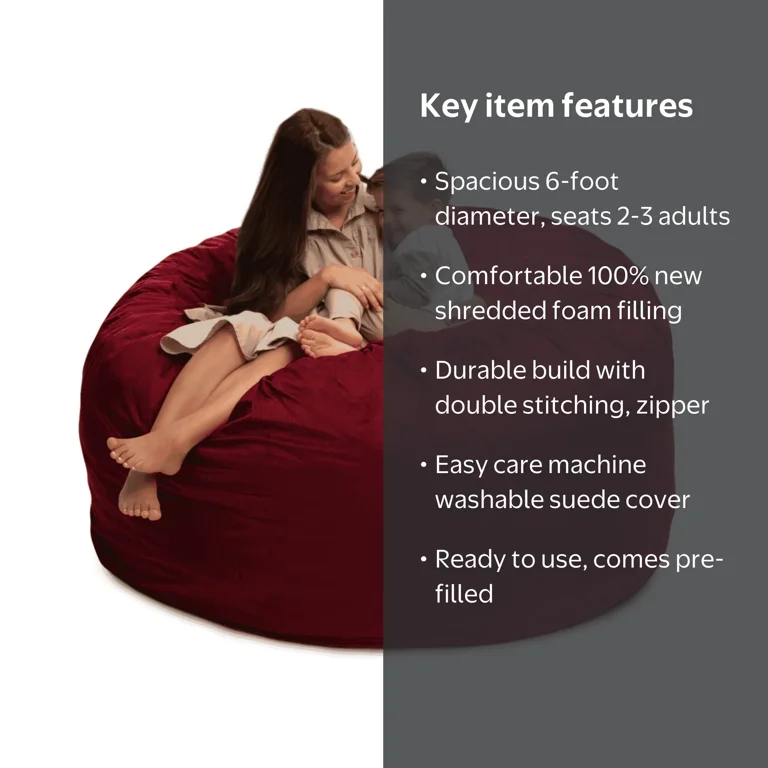 Ultimate Sack 6000: Big 6ft Bean Bag Chair, Foam Filled, Machine