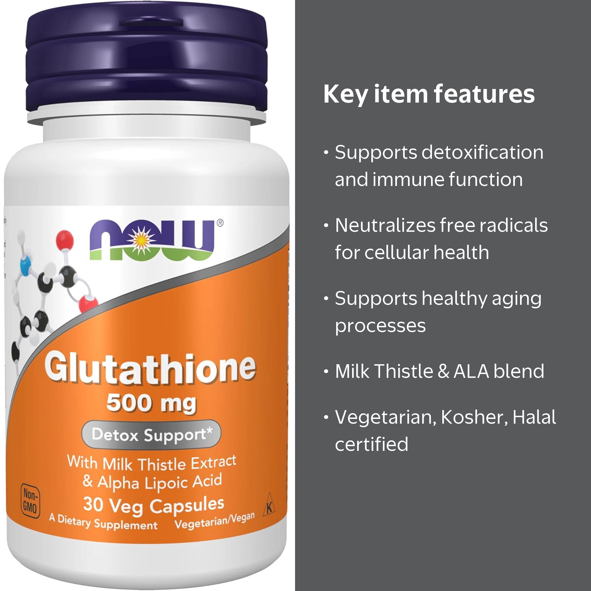 now glutathione nz Supplement, 500 mg, 30 Veg Capsules, Detoxification, Immune Support Research Catalog & Lot
