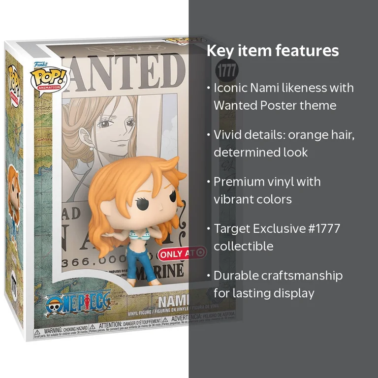 Funko, Poster Animation, One Piece Nami Wanted Poster, Orange