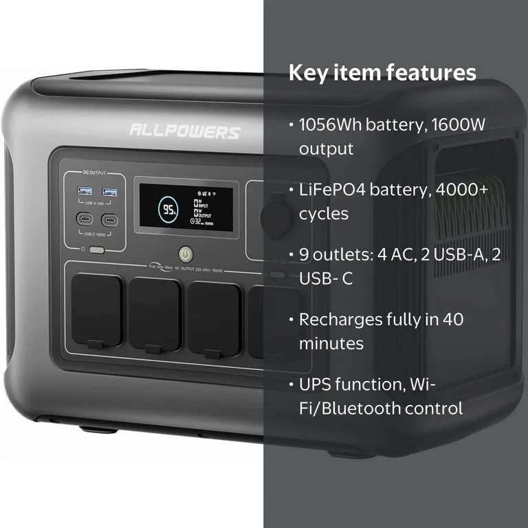 ALLPOWERS R1500 LITE Portable Power Station, 1600W AC Output