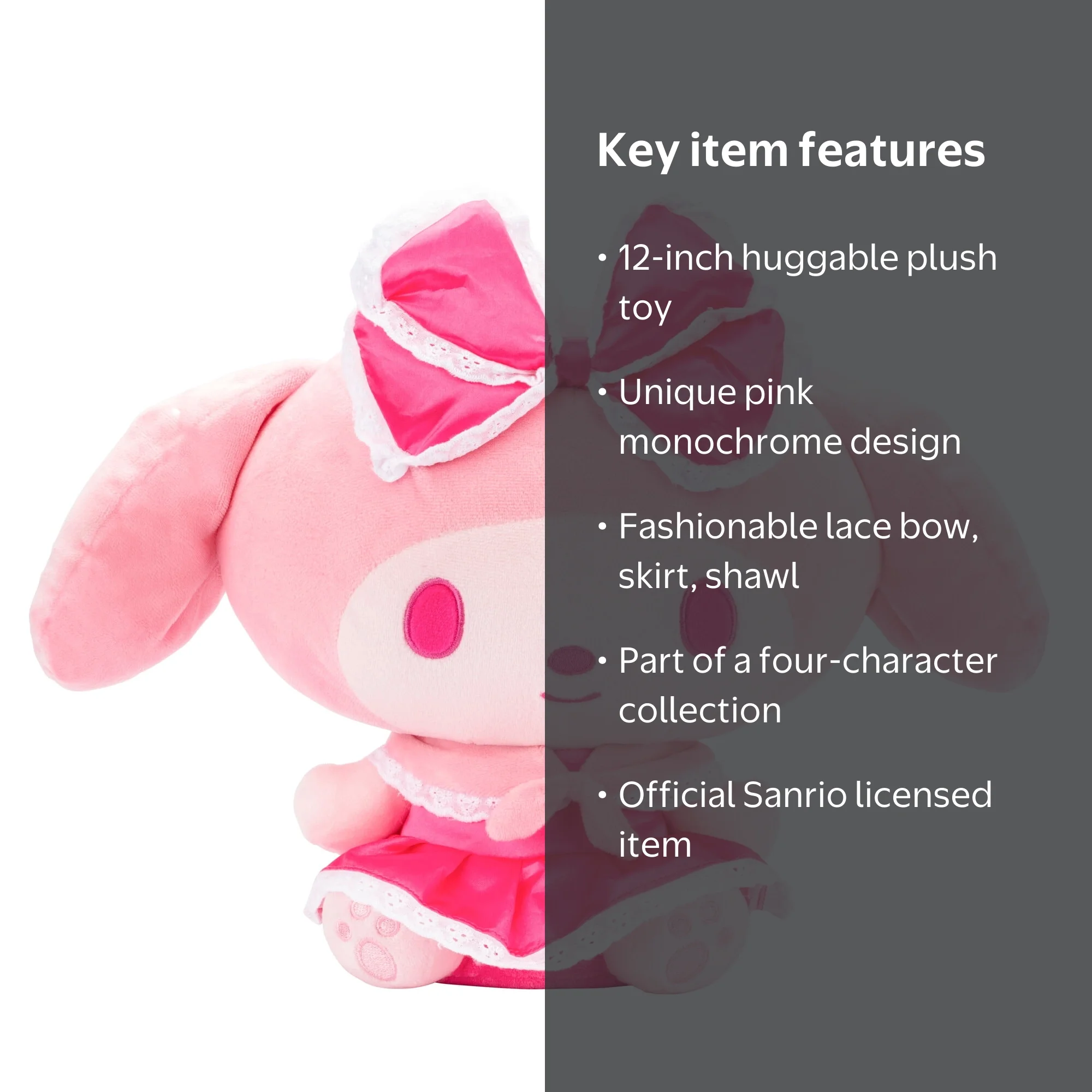 My Melody 12 inch Pink Monochrome Plush - Hello Kitty and Friends