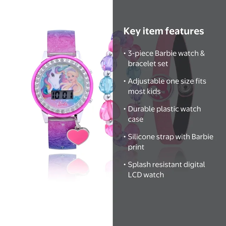 Mattel Barbie Girls Flashing LCD Pink Ombre Silicone Watch