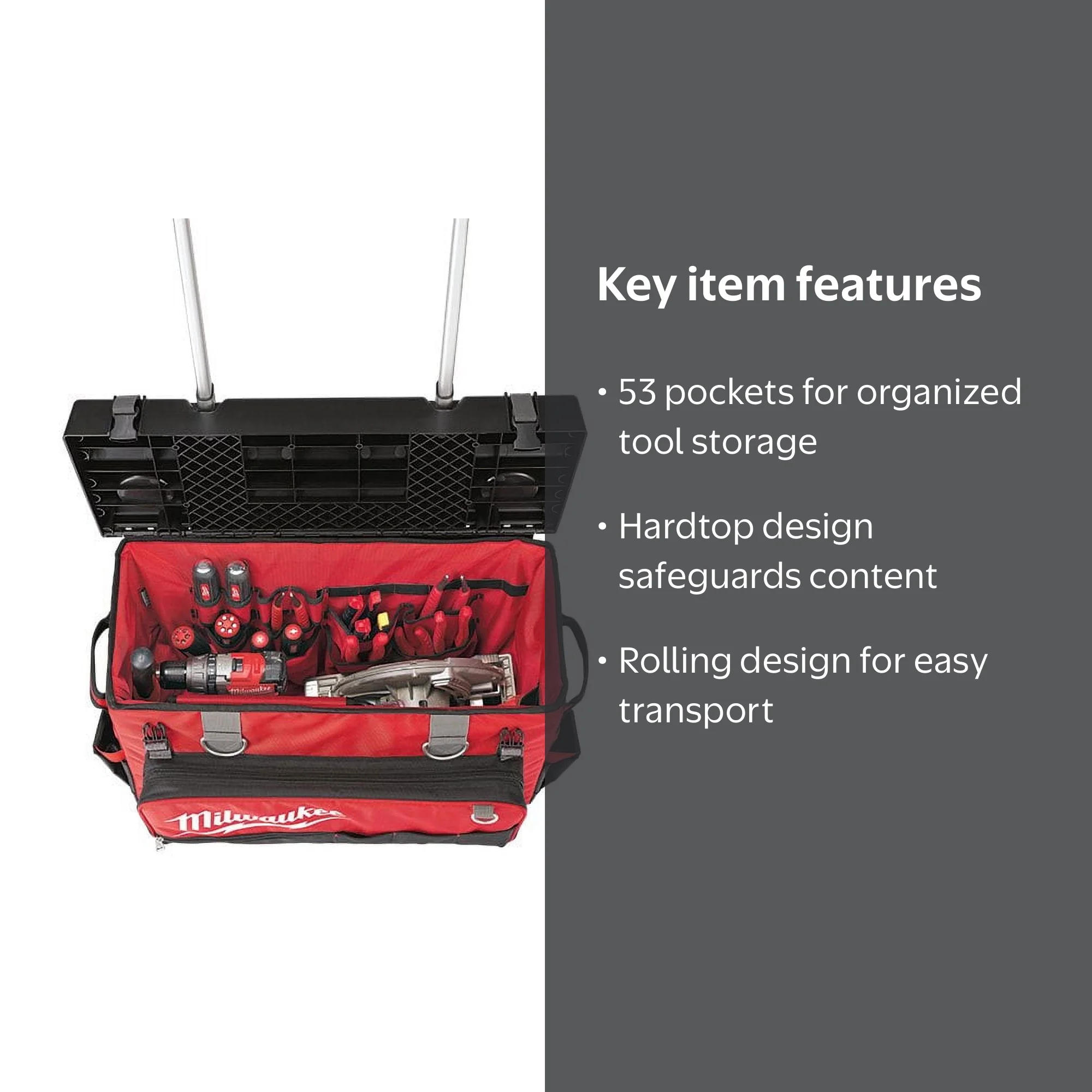 Milwaukee 48-22-8220 - 53-Pocket Hardtop Rolling Tool Bag