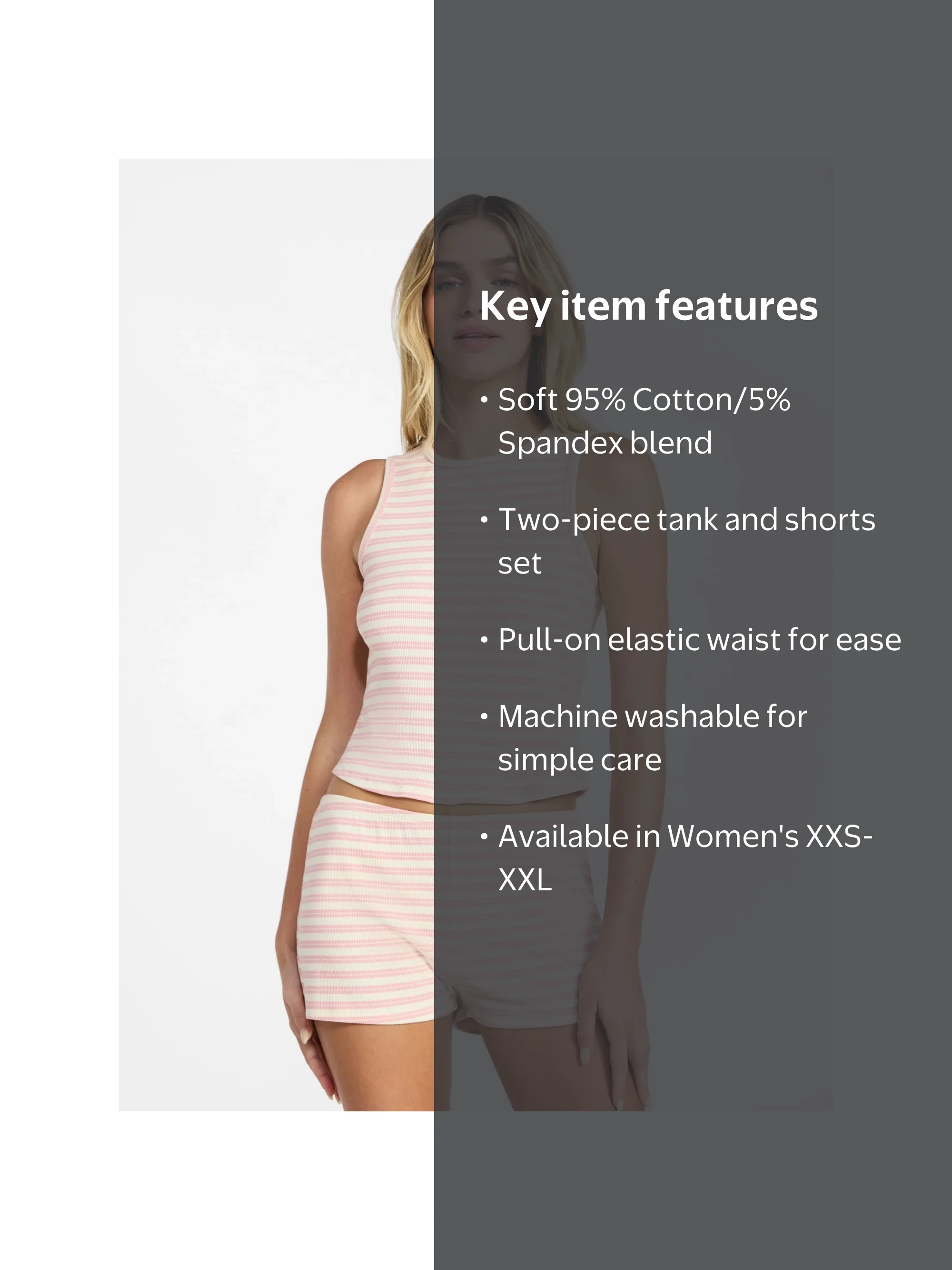 No Boundaries Striped Tank and Shorts Set, 2-Piece, Women's XXS