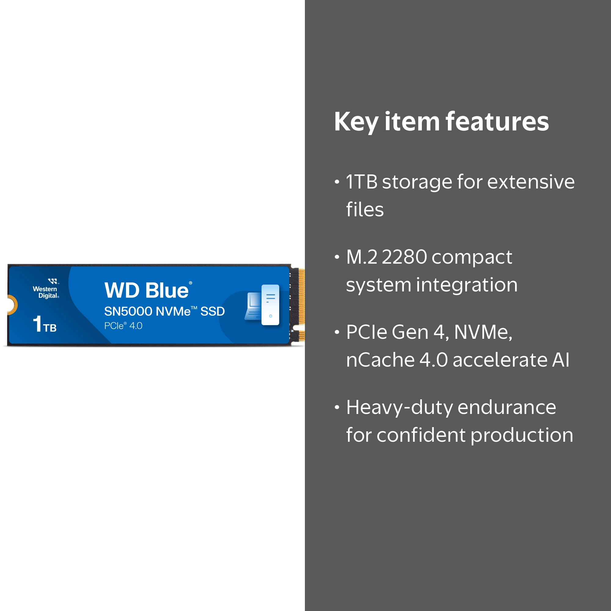 Western Digital 1TB WD Blue SN5000 NVMe SSD, Internal Solid State