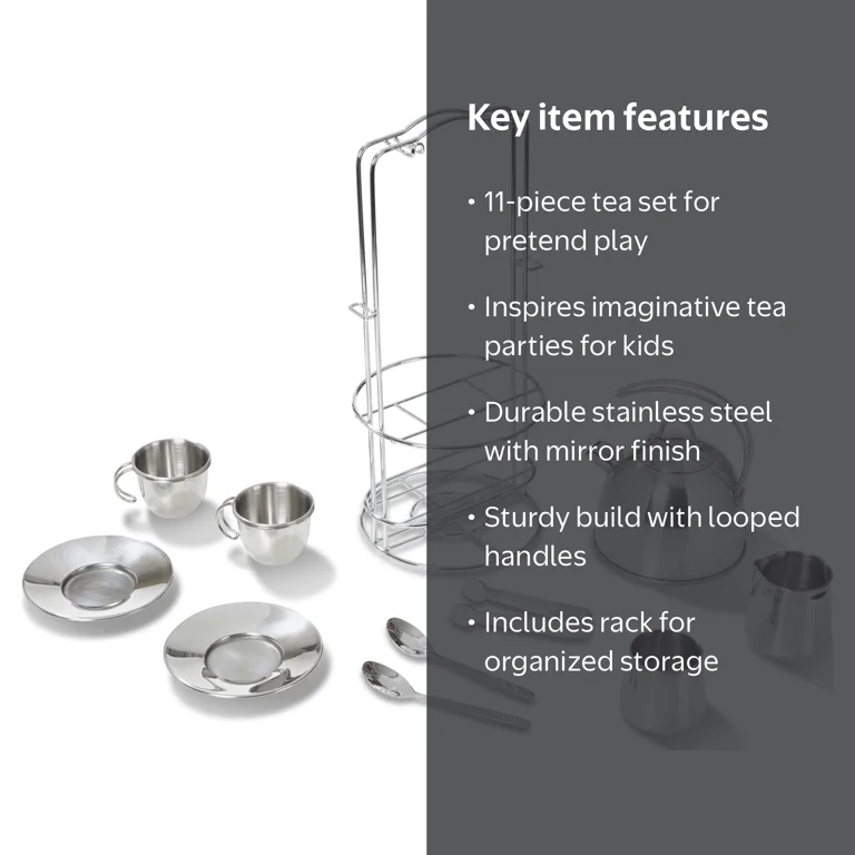 Free Shipping! Melissa & Doug Stainless Steel Pretend Play Tea Set