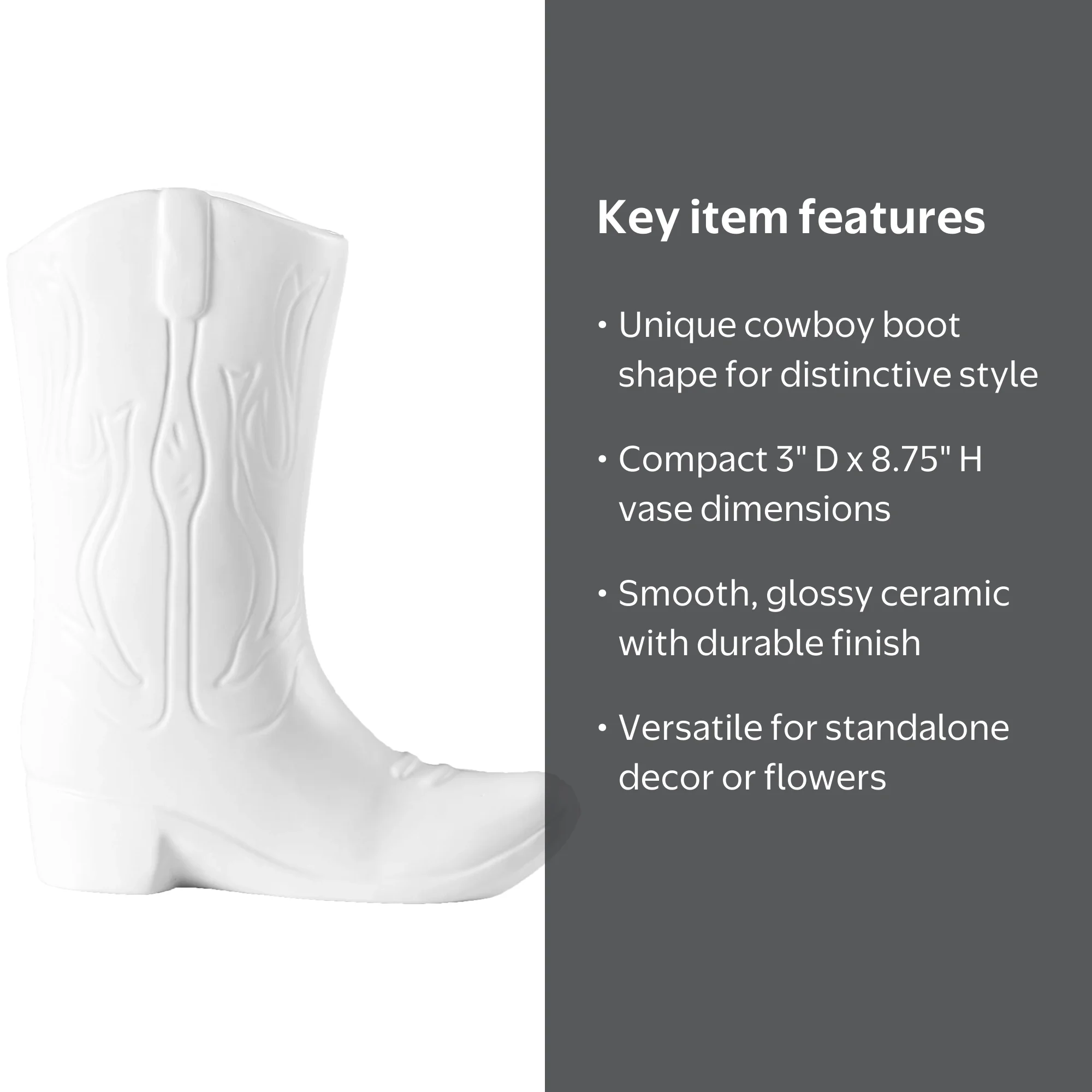 Urban Shop Ceramic Cowboy Boot Vase, 8.75