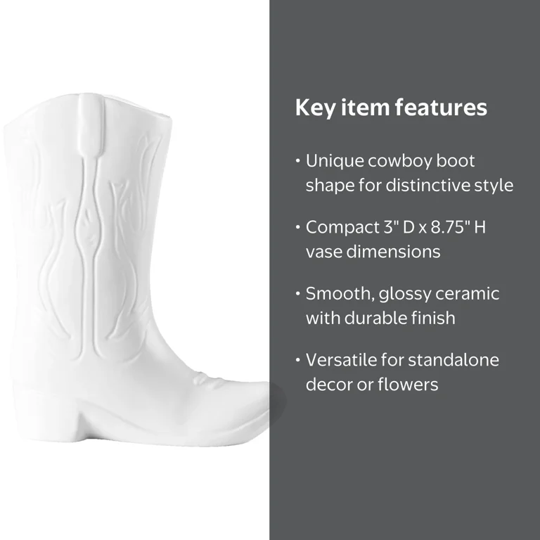 Urban Shop Ceramic Cowboy Boot Vase, 8.75