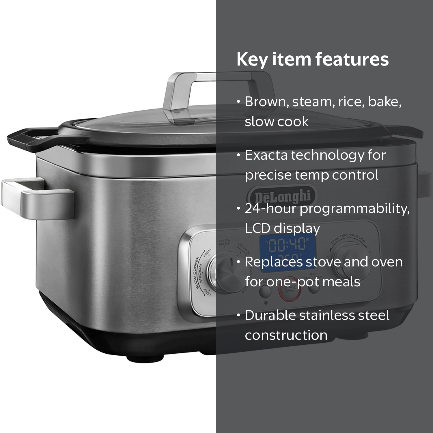 De'Longhi, Livenza Stainless Steel Multi Cooker, 6 QT - Walmart.com