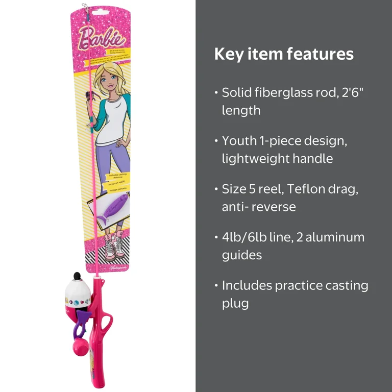 barbie fishing pole instructions BARBIELTKIT LIGHTED KIT for Kid-Friendly Youth Fishing Rod &