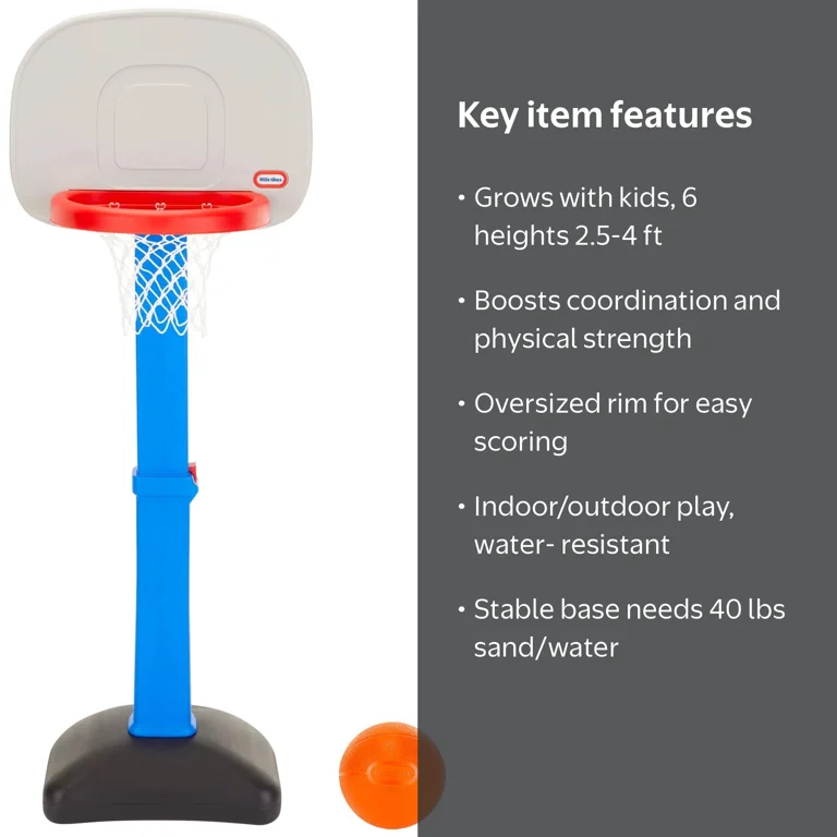 Little Tikes TotSports Easy Score Adjustable Basketball Hoop, for