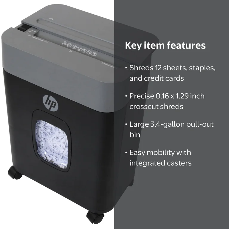 HP HP-CC12 12-Sheet Crosscut Shredder, 91035F - Walmart.com