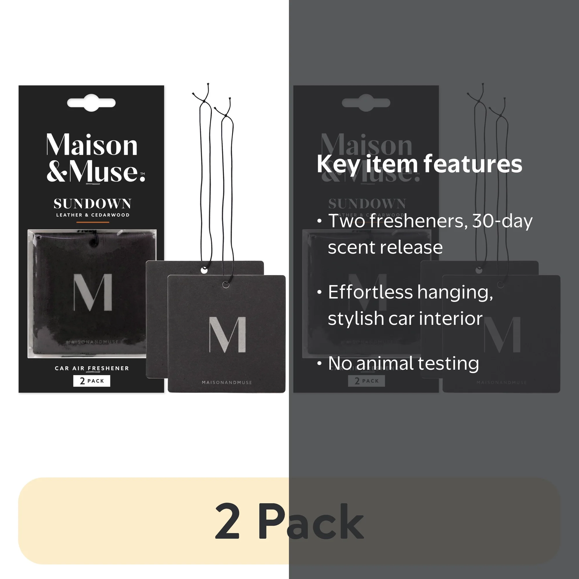 2 pack) Maison&Muse Car Freshener 2 pack Leather & Cedarwood
