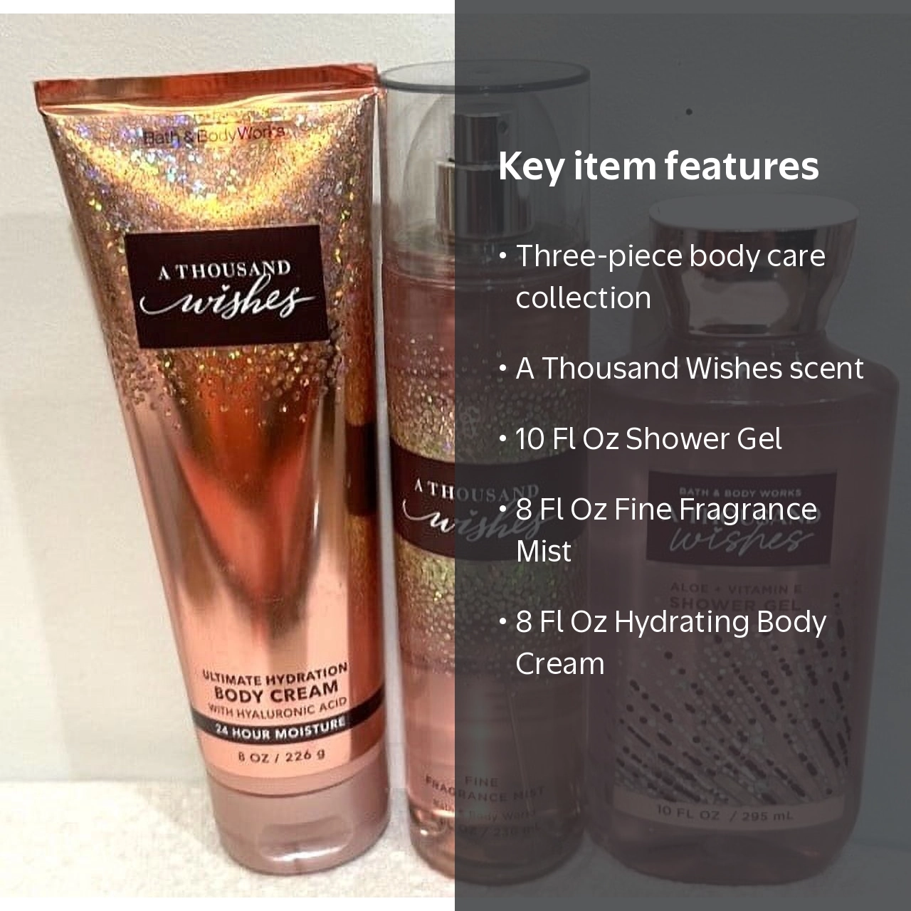 Bath and Body Works, A Thousand Wishes Trio Set, 8 oz Body Cream