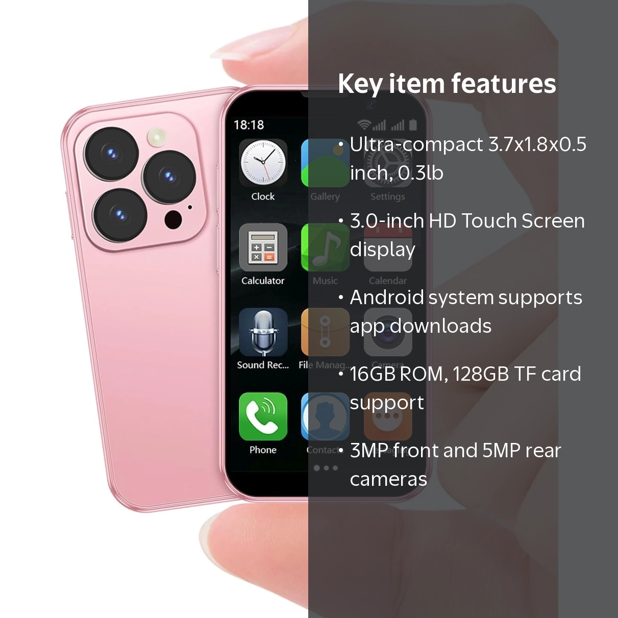 Mini Phone 3G Unlocked Small Smartphone with 2GB+16GB, 3.0