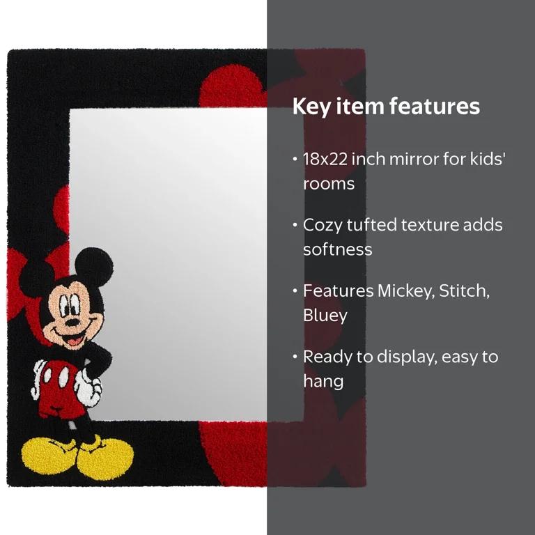Disney Wall Mirror, Mickey Mouse Tufted Design, 18