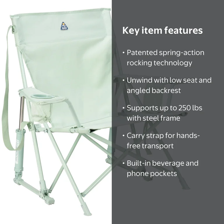 GCI Outdoor Kickback Rocker Low Profile Rocking Camping Chair with