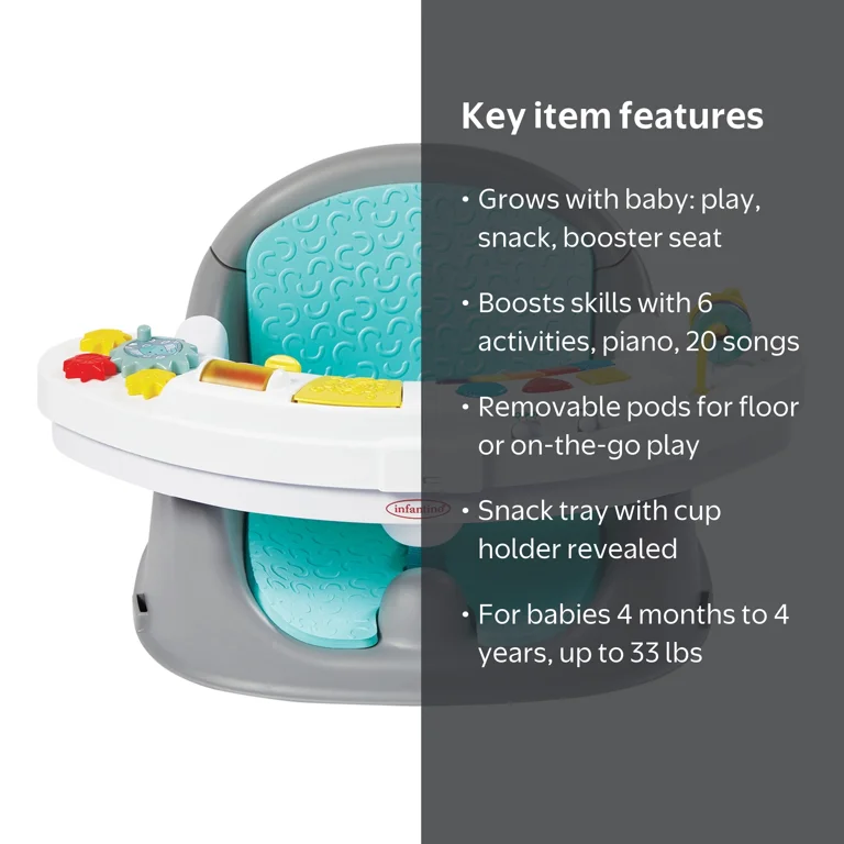 Infantino Music & Lights 3-in-1 Discovery Seat and Booster, 4-48