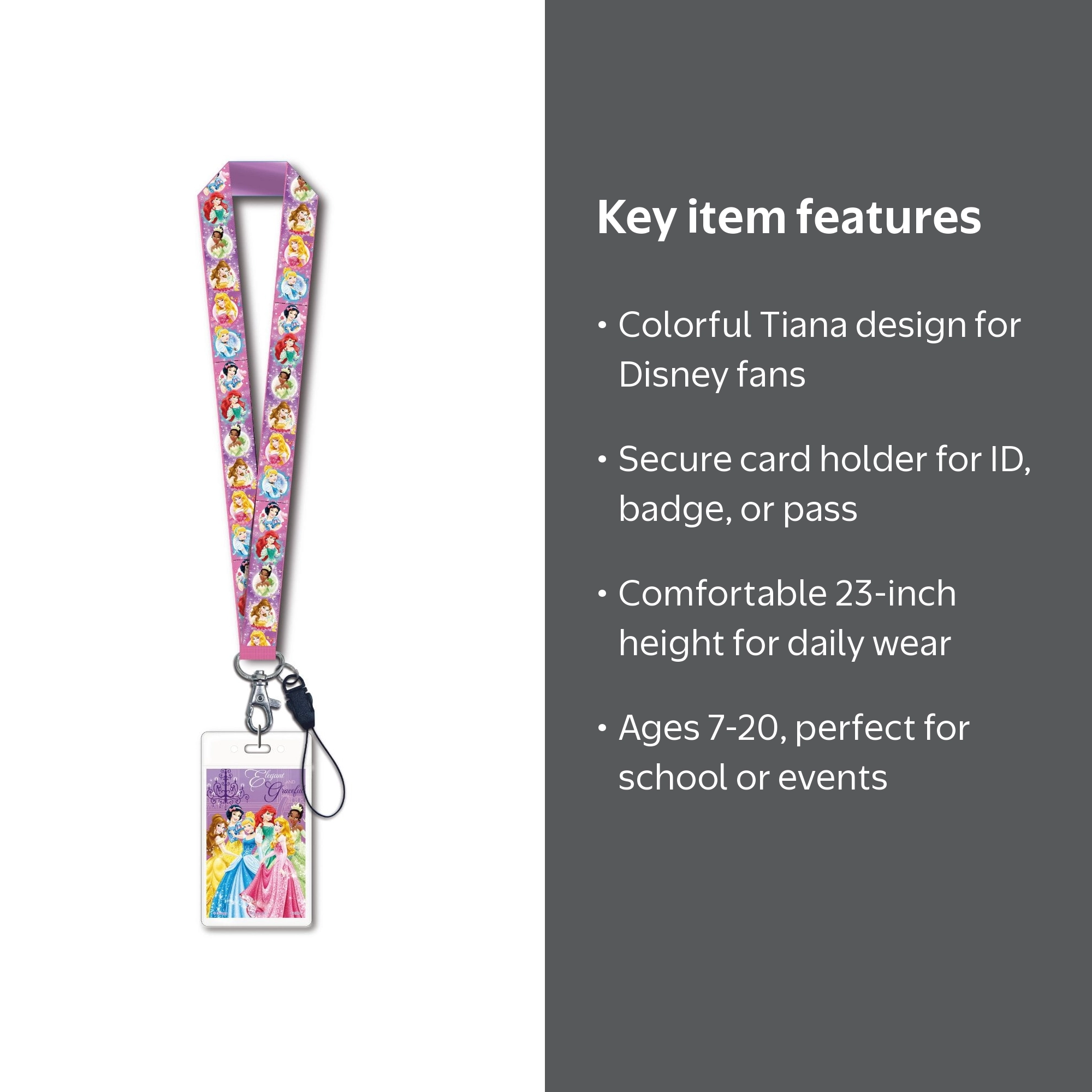 Disney Princess Lanyard with Card Holder, Official Licensed Gift