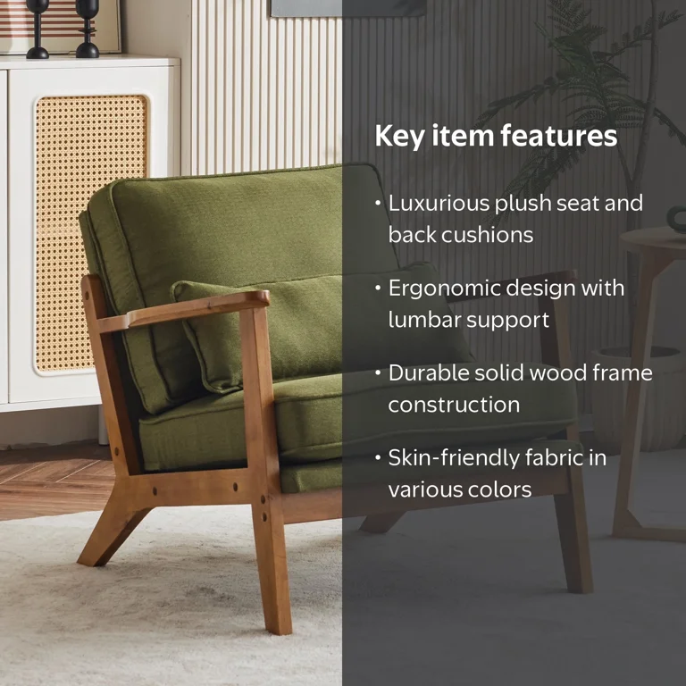 Ktaxon Accent Chair, Solid Wood Frame, Fabric Upholstered with