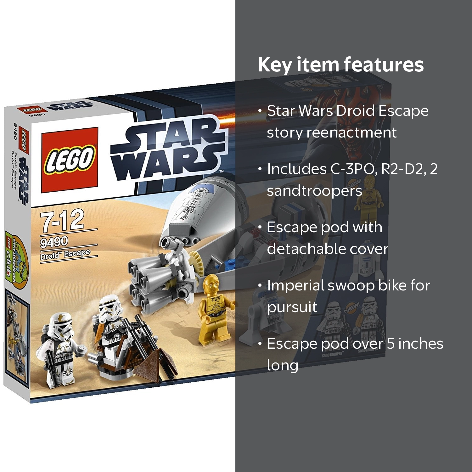 LEGO, Star Wars Droid Escape 9490, Set 9490, 4 Minifigures