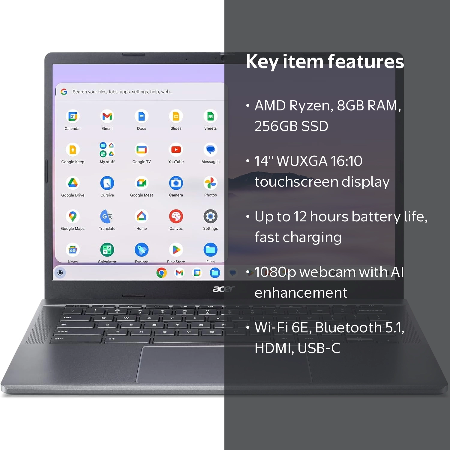 Acer Chromebook Plus 514, 14” WUXGA Touchscreen, Backlit Keyboard