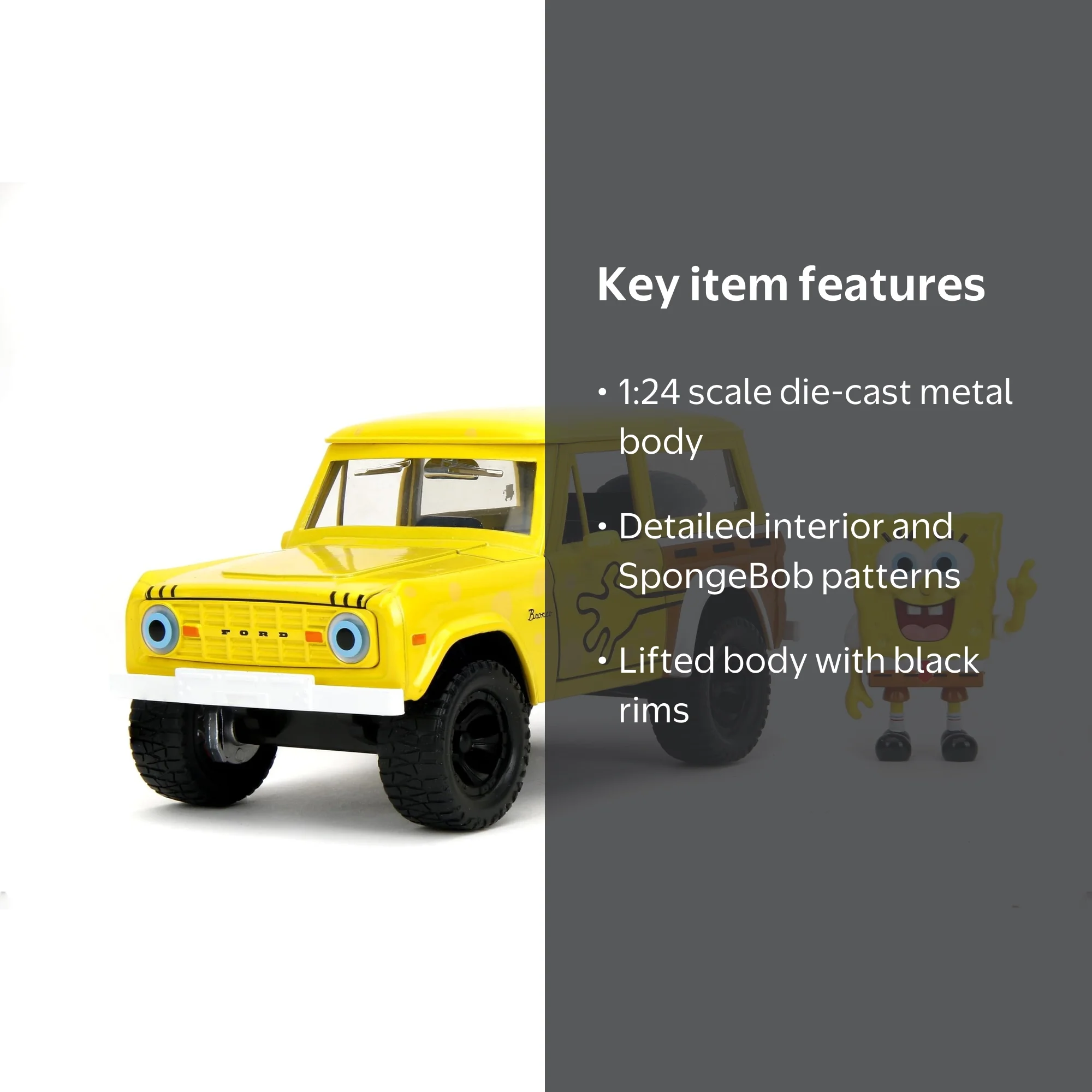 Jada Toys 1:24 Die-Cast Vehicle 1972 Ford Bronco + SpongeBob