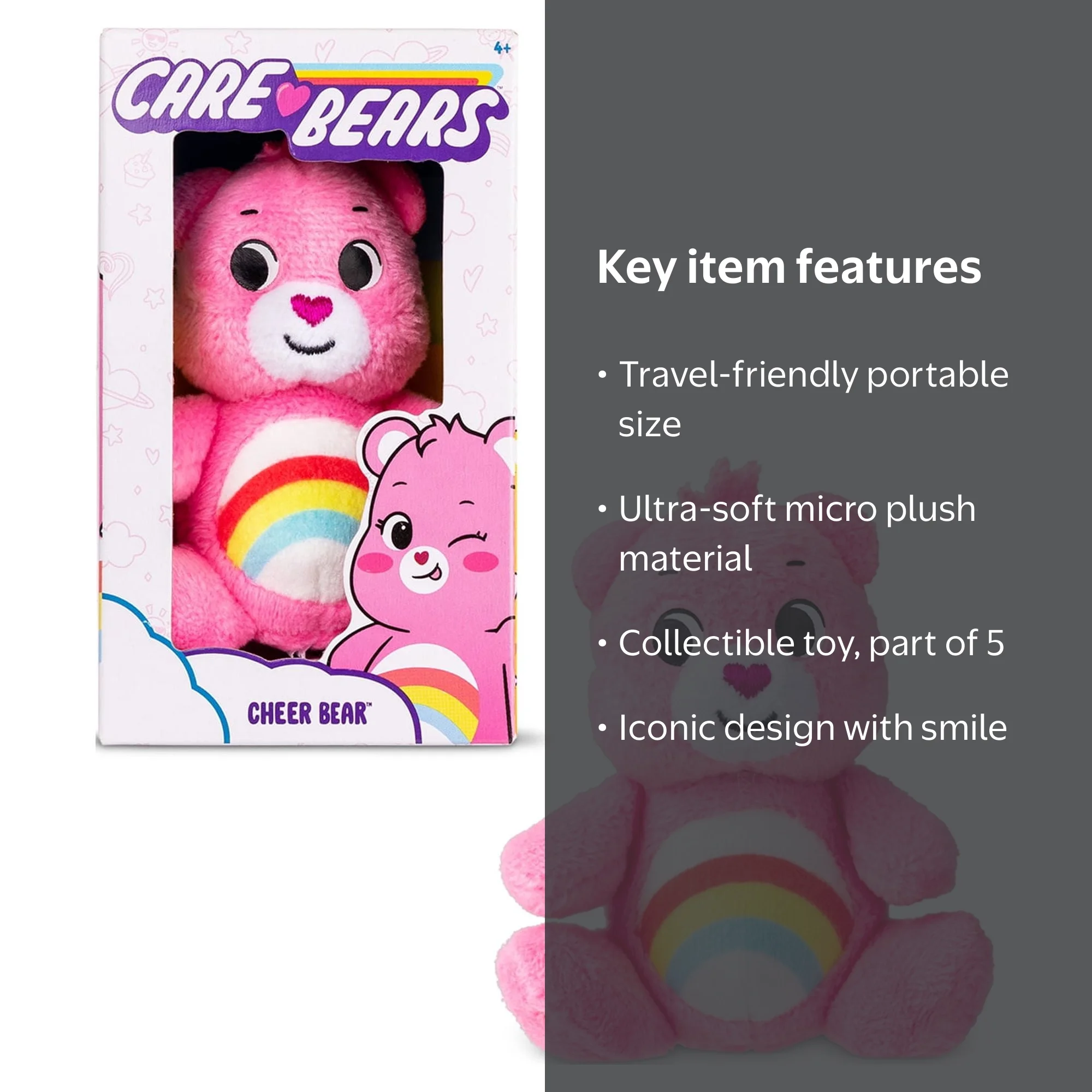 Care Bears, Micro Plush, Cheer Bear, Pink, Small Size, 3 Inch